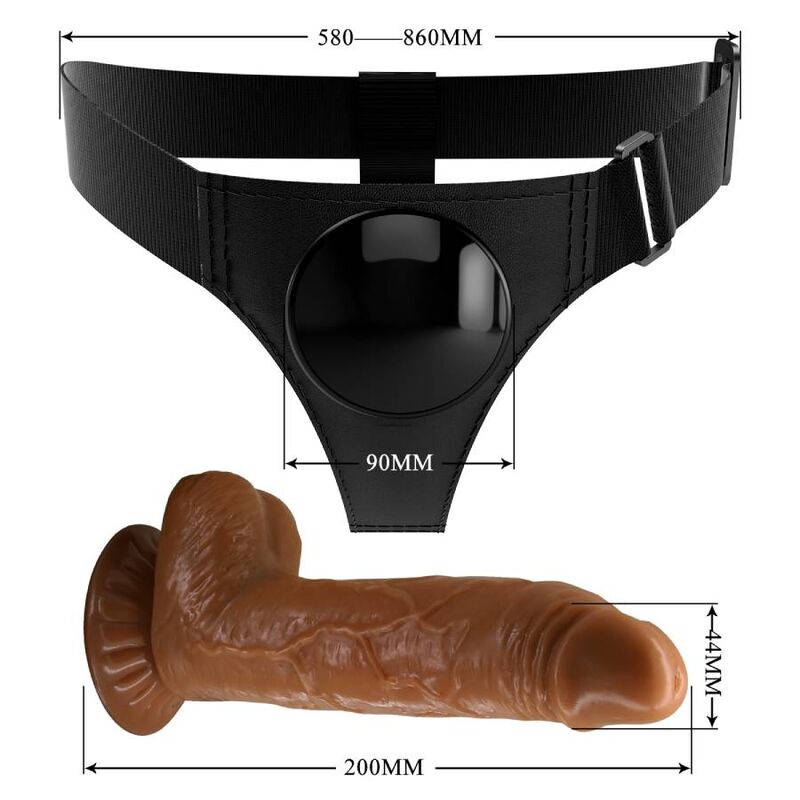 PRETTY LOVE - SLIP CON IMBRACATURA UNIVERSALE CON DILDO MICHEAL 20 CM NERO