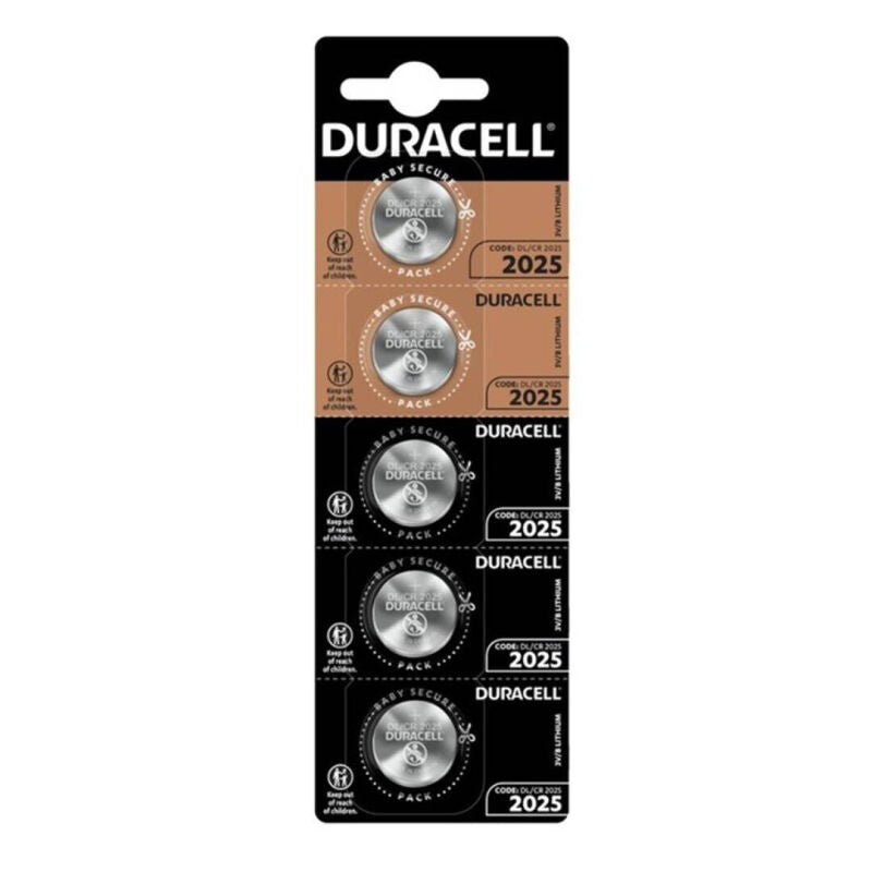 DURACELL - BATTERIA A BOTTONE LITIO CR2025 3V 5 UNITÀ
