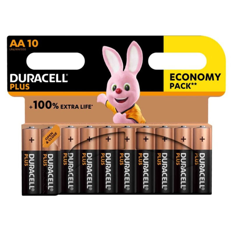DURACELL - PLUS POWER 100 BATTERIE ALCALINE AA LR6 10 UNITÀ