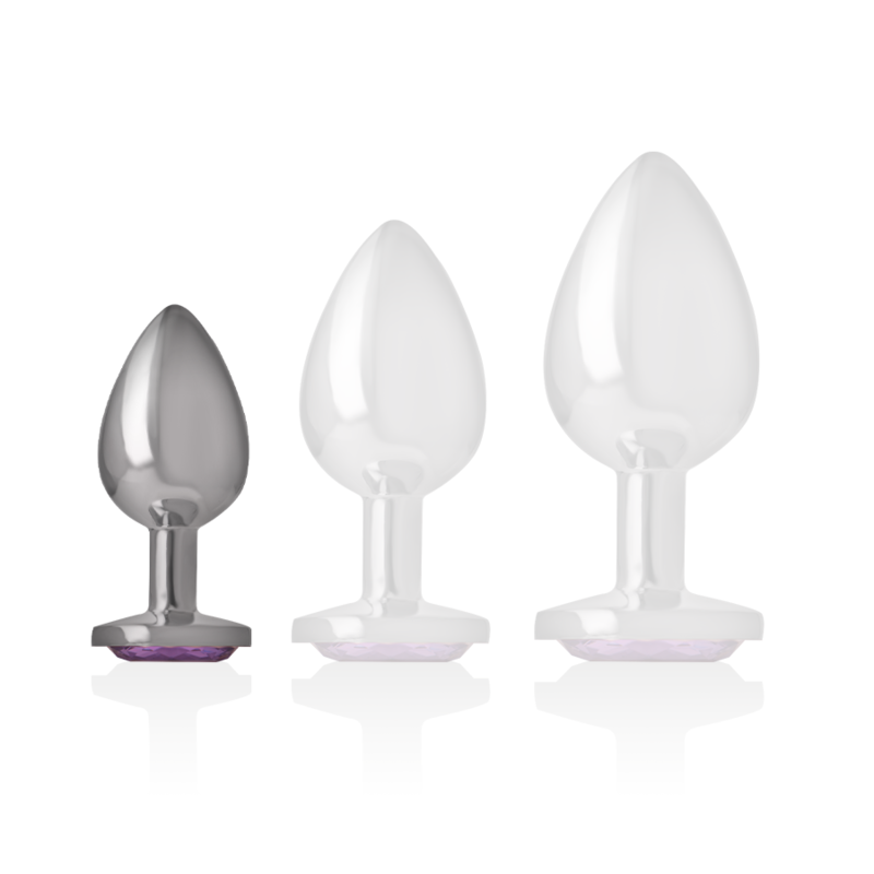 INTENSE - PLUG ANALE IN METALLO DI ALLUMINIO CON CRISTALLO VIOLA TAGLIA S
