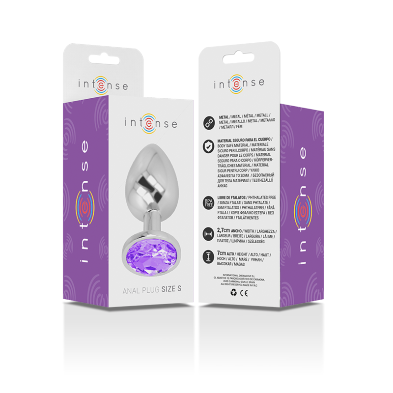 INTENSE - PLUG ANALE IN METALLO DI ALLUMINIO CON CRISTALLO VIOLA TAGLIA S