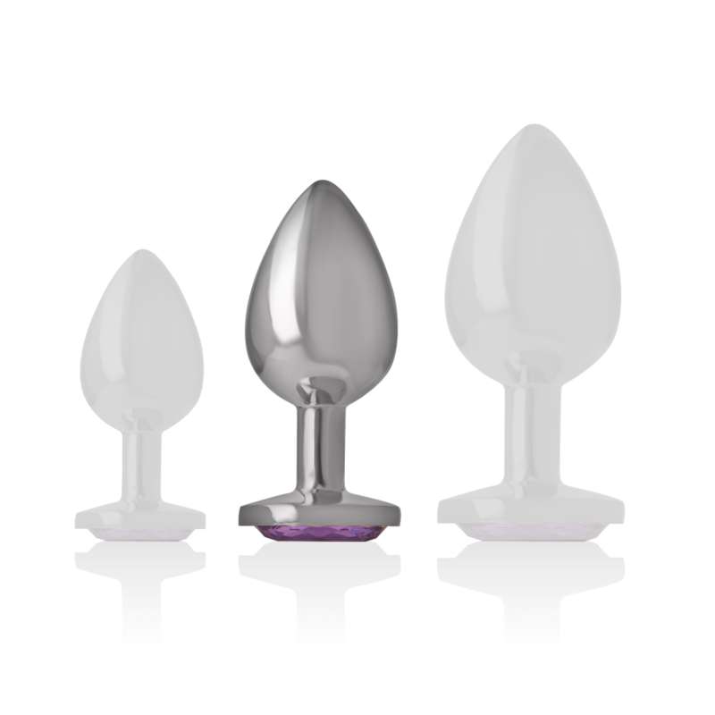 INTENSE - PLUG ANALE IN METALLO DI ALLUMINIO CON CRISTALLO VIOLA TAGLIA M