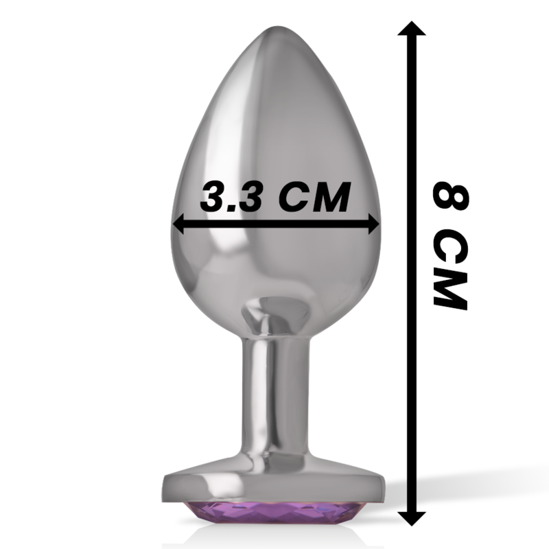 INTENSE - PLUG ANALE IN METALLO DI ALLUMINIO CON CRISTALLO VIOLA TAGLIA M