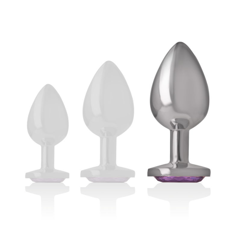 INTENSE - PLUG ANALE IN METALLO DI ALLUMINIO CON CRISTALLO VIOLA TAGLIA L