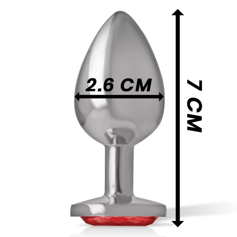 INTENSE - PLUG ANALE IN METALLO DI ALLUMINIO CON CRISTALLO ROSSO TAGLIA S
