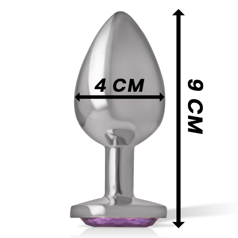 INTENSE - PLUG ANALE IN METALLO DI ALLUMINIO CON CRISTALLO VIOLA TAGLIA L