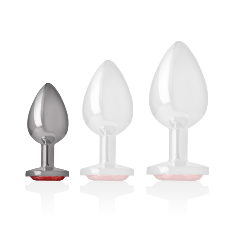 INTENSE - PLUG ANALE IN METALLO DI ALLUMINIO CON CRISTALLO ROSSO TAGLIA S