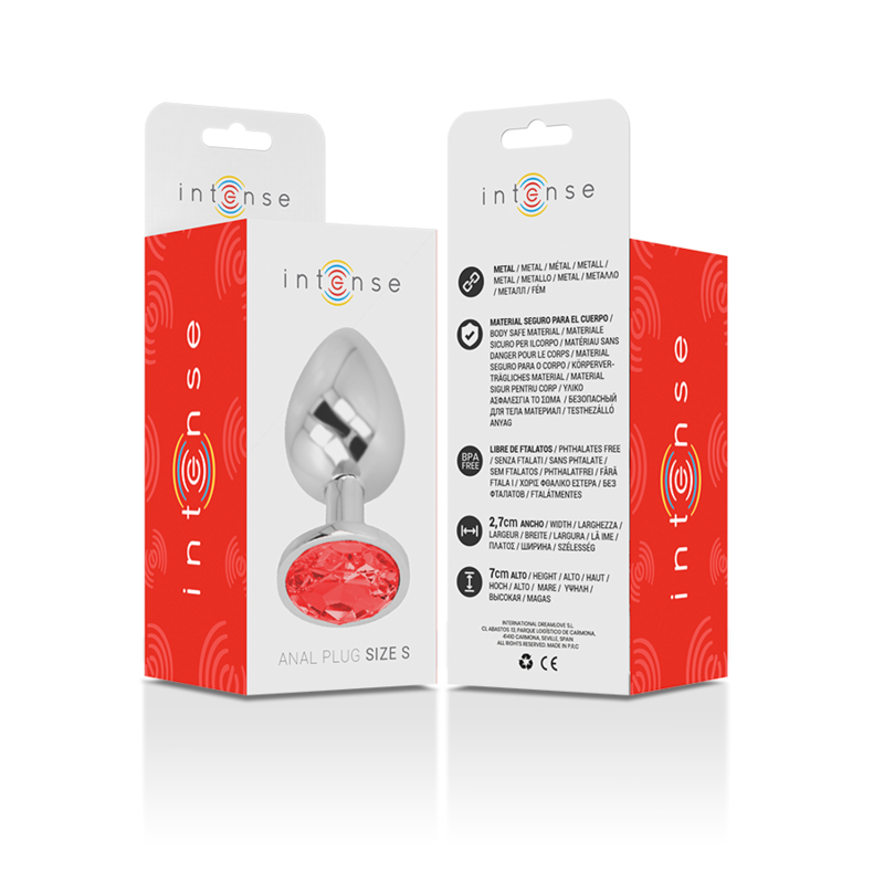 INTENSE - PLUG ANALE IN METALLO DI ALLUMINIO CON CRISTALLO ROSSO TAGLIA S