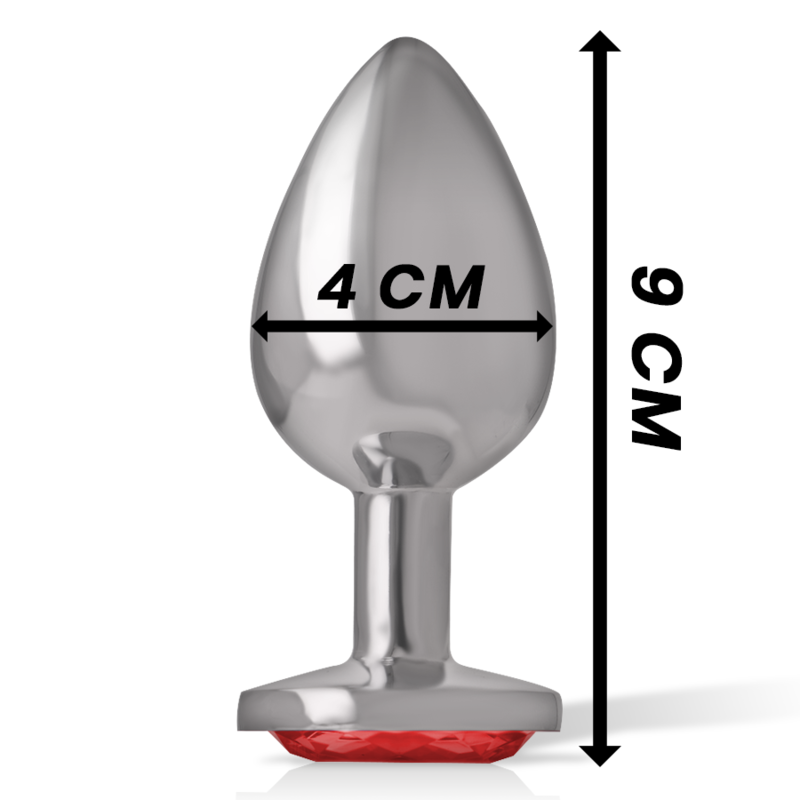 INTENSE - PLUG ANALE IN METALLO DI ALLUMINIO CON CRISTALLO ROSSO TAGLIA L