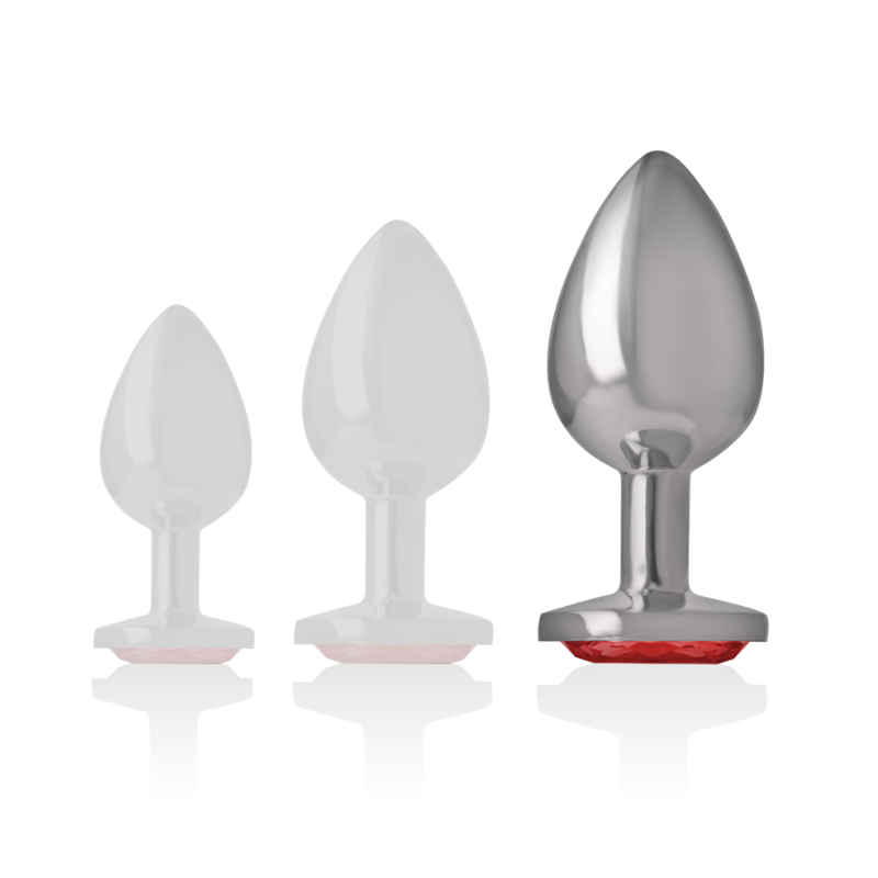 INTENSE - PLUG ANALE IN METALLO DI ALLUMINIO CON CRISTALLO ROSSO TAGLIA L