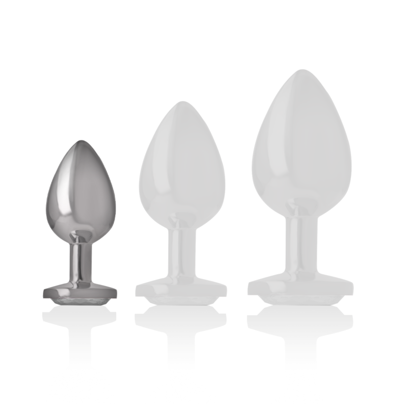 INTENSE - PLUG ANAL DE ALUMINIO CON CRISTAL PLATEADO TALLA S