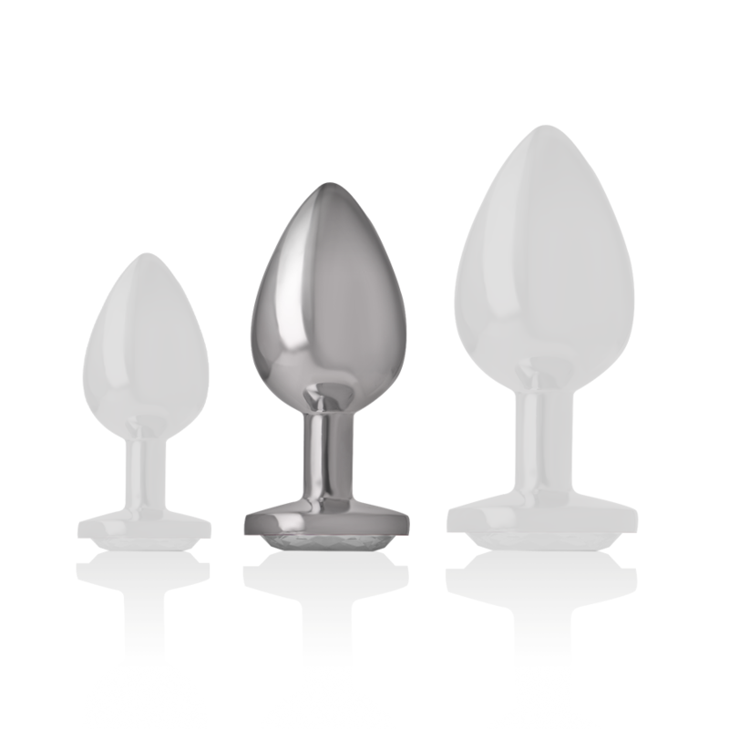 INTENSE - PLUG ANAL DE ALUMINIO CON CRISTAL PLATEADO TALLA M