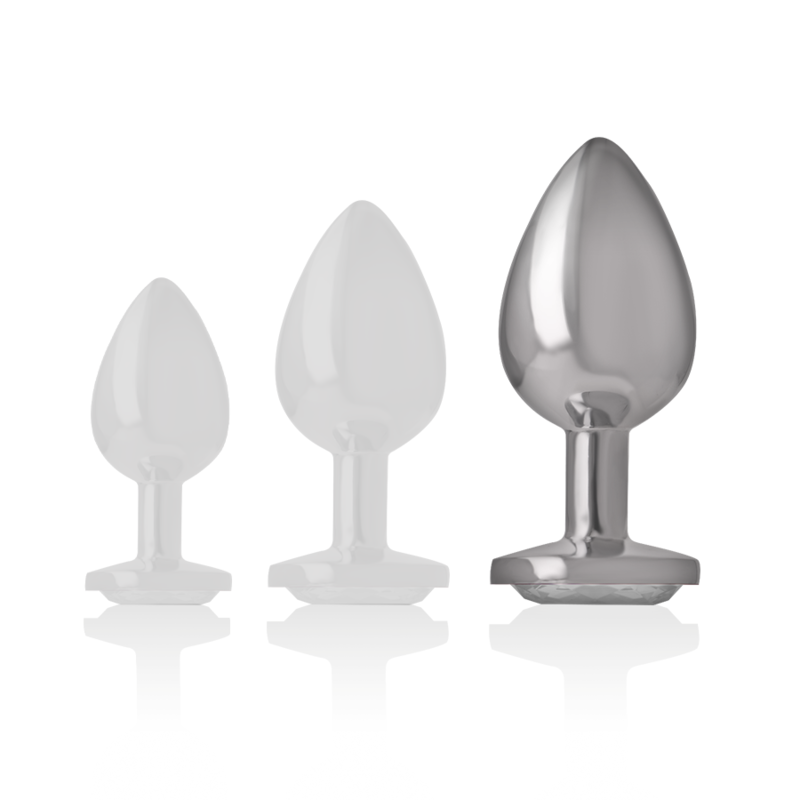 INTENSE - PLUG ANALE IN METALLO DI ALLUMINIO CON CRISTALLO ARGENTATO TAGLIA L