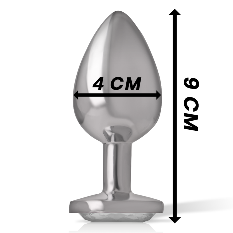 INTENSE - PLUG ANALE IN METALLO DI ALLUMINIO CON CRISTALLO ARGENTATO TAGLIA L