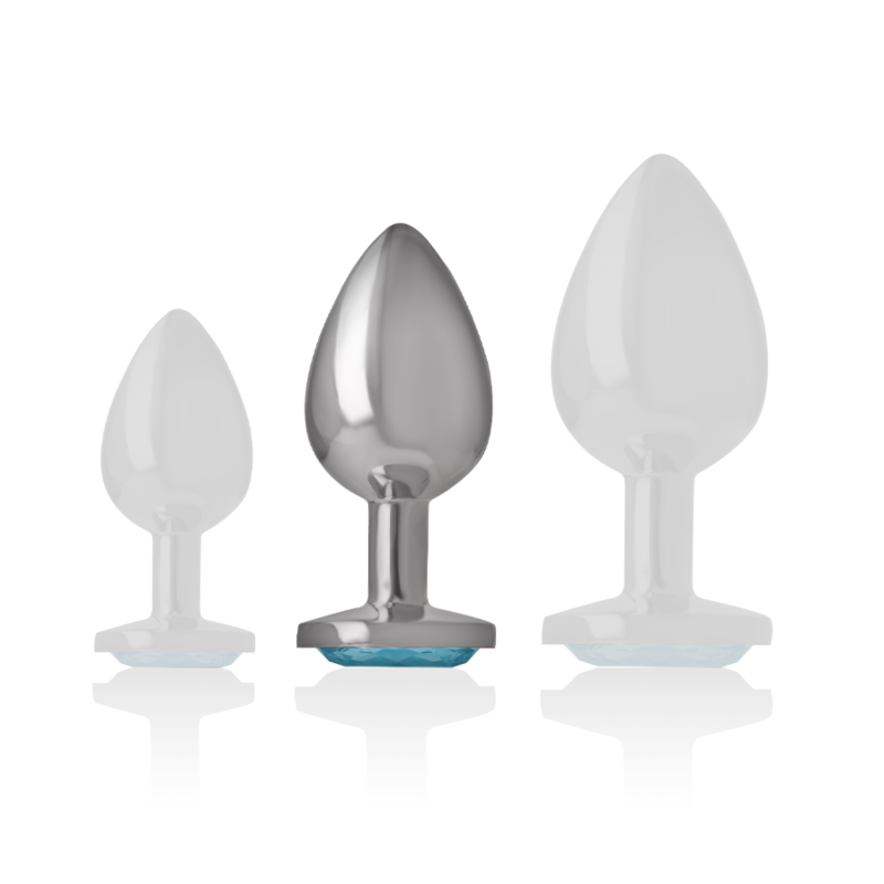 INTENSE - PLUG ANALE IN METALLO DI ALLUMINIO CON VETRO BLU TAGLIA M