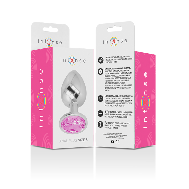 INTENSE - PLUG ANALE IN METALLO DI ALLUMINIO CON CRISTALLO ROSA TAGLIA S
