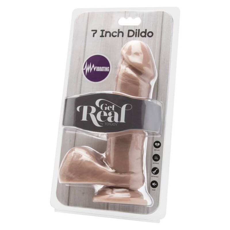 GET REAL - DILDO 18 CM CON BOLAS VIBRADOR PIEL
