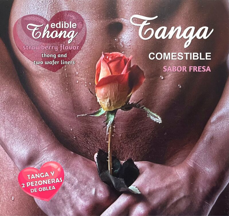 HOTFLOWERS - TANGA PARA HOMBRE + 2 PEZONES DE FRESA /es/pt/en/fr/it/