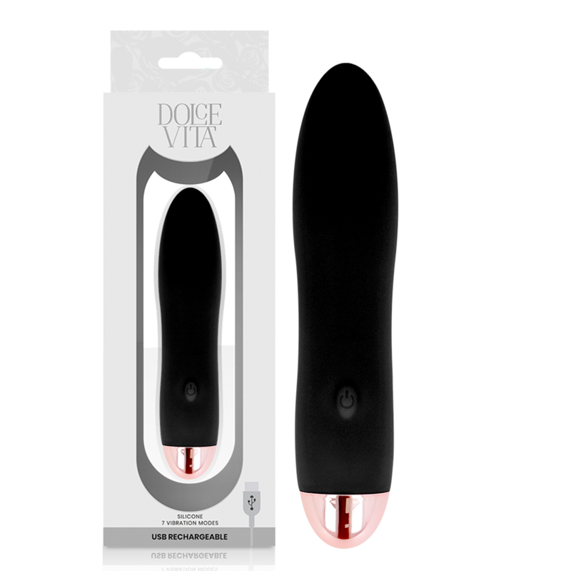 DOLCE VITA - VIBRADOR RECARGABLE CUATRO NEGROS 7 VELOCIDADES