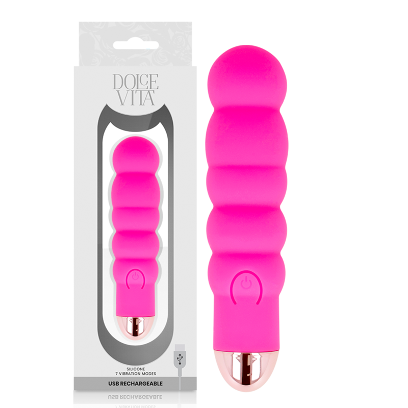 DOLCE VITA - VIBRADOR RECARGABLE SEIS ROSA 7 VELOCIDADES