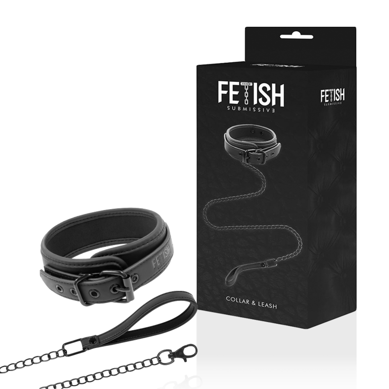 FETISH SUBMISSIVE - COLLANA CON CATENA RIVESTITA IN NOPRENE