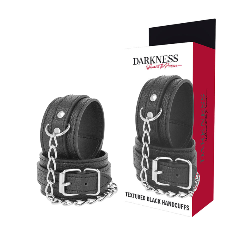 DARKNESS - MANETTE IN PELLE NERA TESTURIZZATA