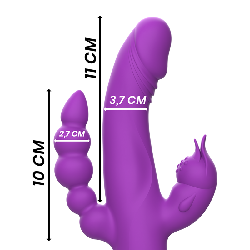 INTENSE - VIBRATORE CASANOVA RABBIT IN SILICONE TRIPLO MOTORE VIOLA