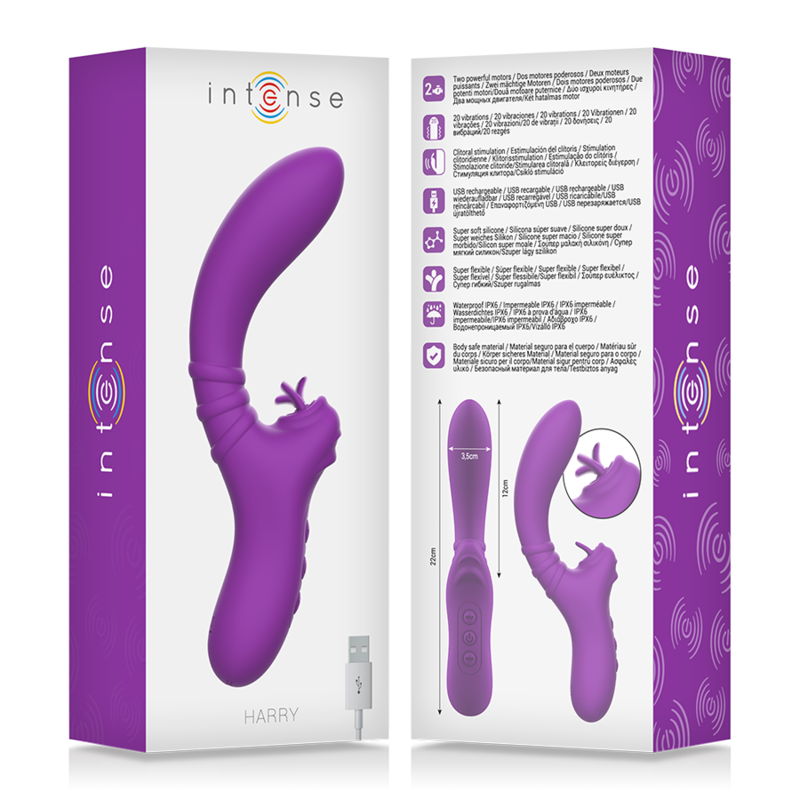 INTENSE - HARRY VIBRADOR FLEXIBLE CON LENGUA MORADA