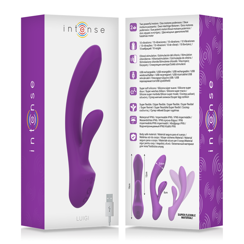 INTENSE - VIBRADOR LUIGI RABBIT SILICONA LÍQUIDA MORADO