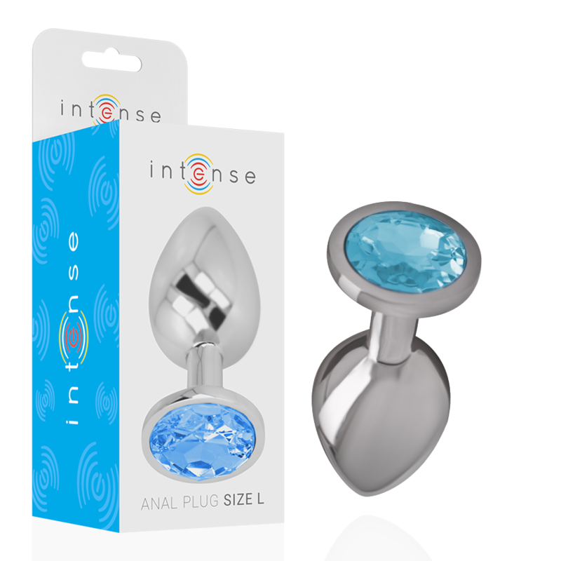 INTENSE - PLUG ANALE IN ALLUMINIO CON CRISTALLO BLU TAGLIA L