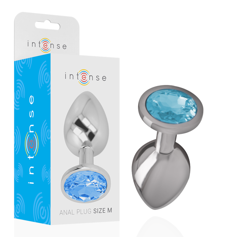 INTENSE - PLUG ANALE IN METALLO DI ALLUMINIO CON VETRO BLU TAGLIA M