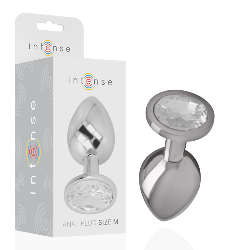 INTENSE - PLUG ANALE IN METALLO DI ALLUMINIO CON CRISTALLO ARGENTATO TAGLIA M