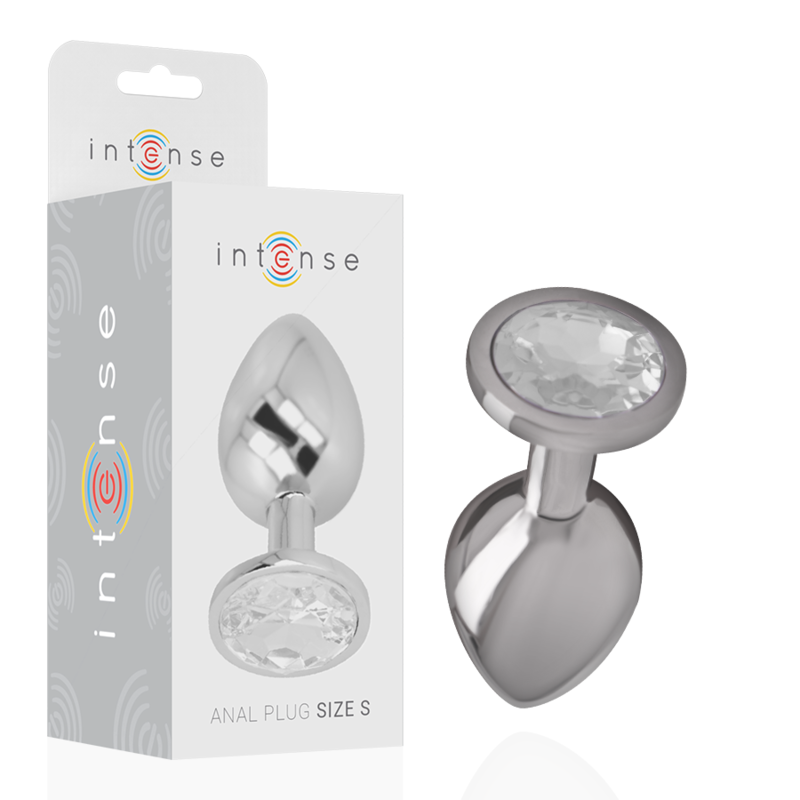 INTENSE - PLUG ANALE IN METALLO DI ALLUMINIO CON CRISTALLO ARGENTATO TAGLIA S