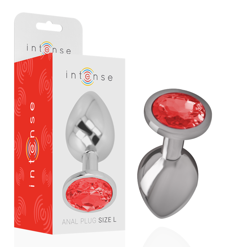 INTENSE - PLUG ANALE IN METALLO DI ALLUMINIO CON CRISTALLO ROSSO TAGLIA L