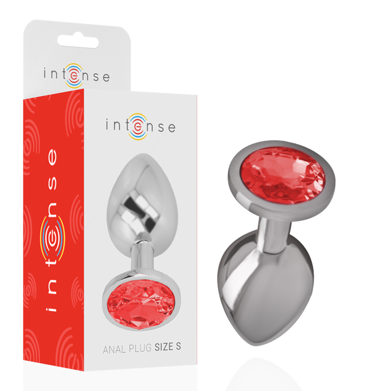 INTENSE - PLUG ANALE IN METALLO DI ALLUMINIO CON CRISTALLO ROSSO TAGLIA S