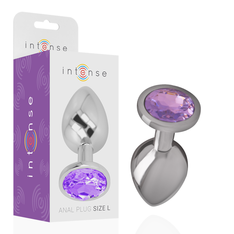 INTENSE - PLUG ANALE IN METALLO DI ALLUMINIO CON CRISTALLO VIOLA TAGLIA S