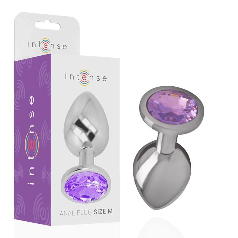 INTENSE - PLUG ANALE IN METALLO DI ALLUMINIO CON CRISTALLO VIOLA TAGLIA M