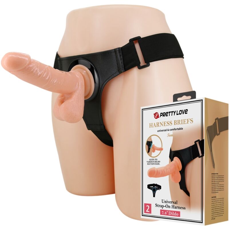 PRETTY LOVE - IMBRACATURA SLIP IMBRACATURA UNIVERSALE CON DILDO TOM 20 CM NATURALE