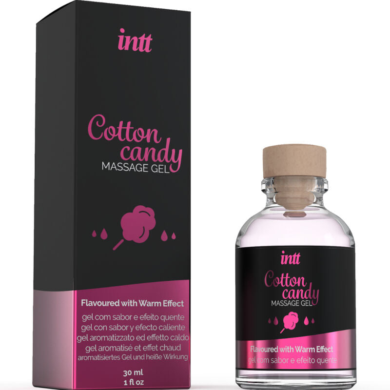 INTT MASSAGE &amp; ORAL SEX - GEL DE MASAJE CON SABOR A ALGODÓN DE AZÚCAR Y EFECTO CALOR