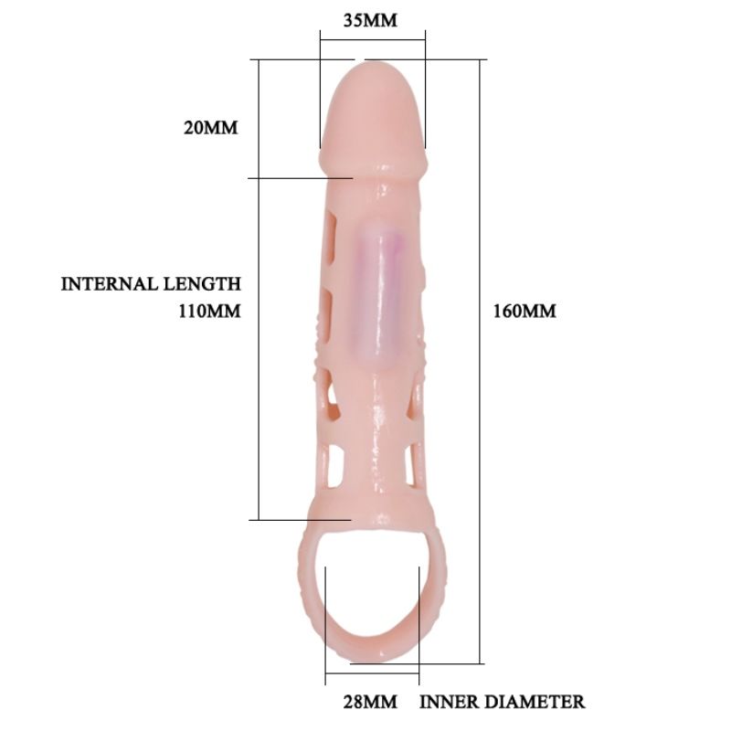 PRETTY LOVE - FUNDA EXTENSORA DE PENE HARRISON CON VIBRACIÓN Y CORREA 13,5 CM