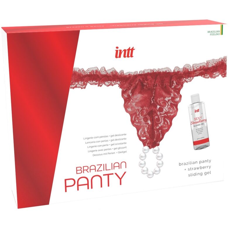 INTT RELEASES - SLIP ROSSO BRASILIANO CON PERLE E GEL LUBRIFICANTE 50 ML