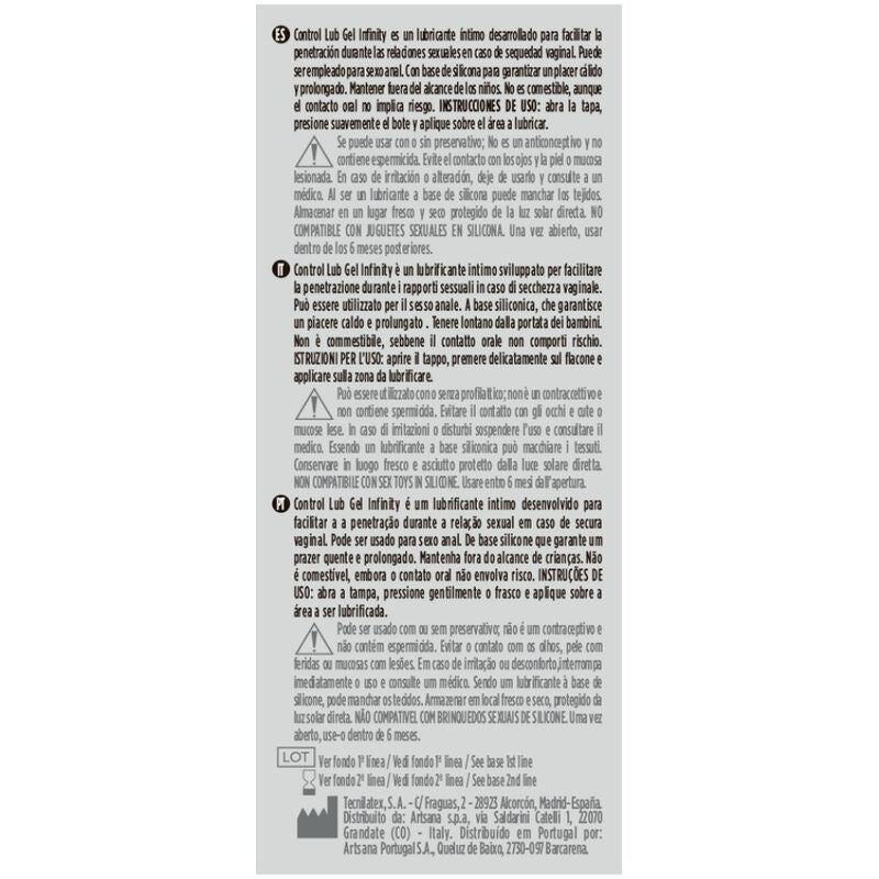 CONTROL - INFINITY LUBRIFICANTE A BASE DI SILICONE 75 ML