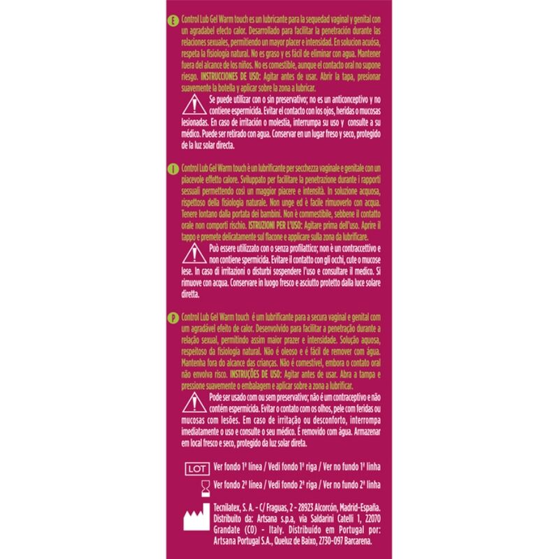 CONTROL - GEL LUB LUBRICANTE EFECTO CALOR 75 ML