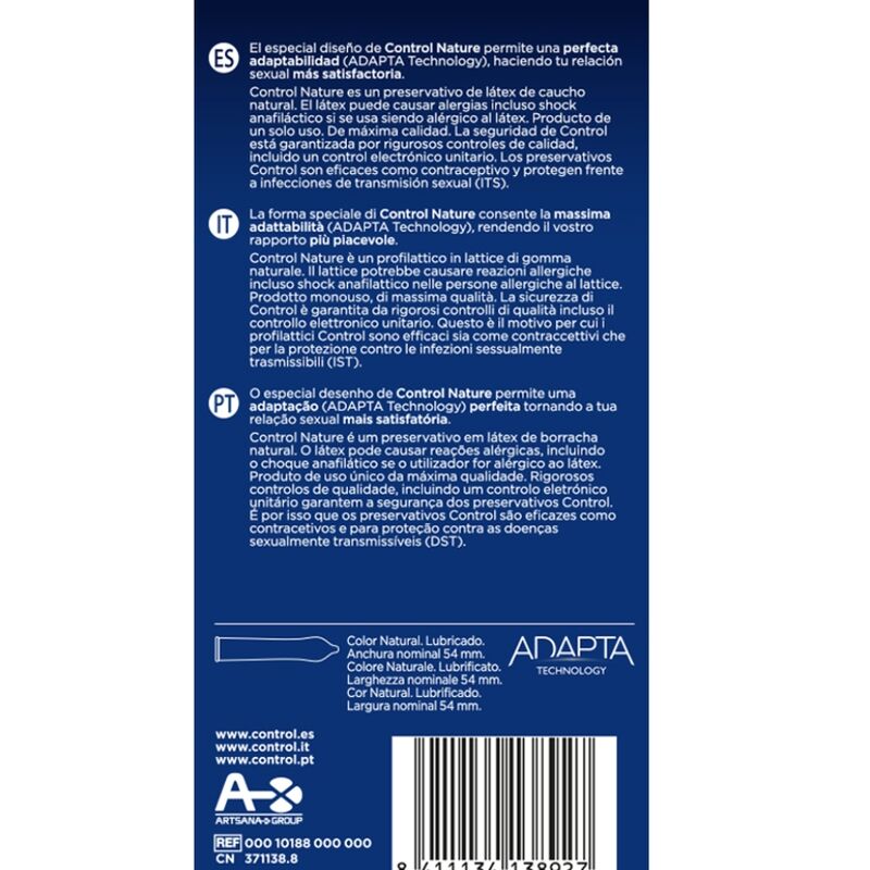 CONTROL - ADAPTA NATURE CONDOMS 6 UNITÀ