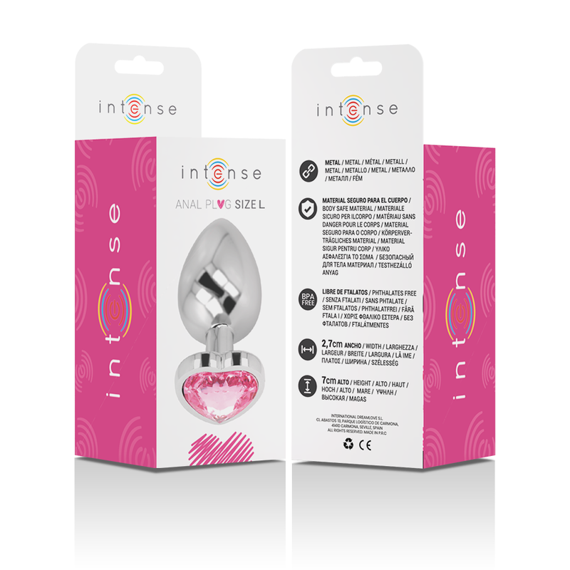 INTENSE - PLUG ANALE IN ALLUMINIO CUORE ROSA TAGLIA L
