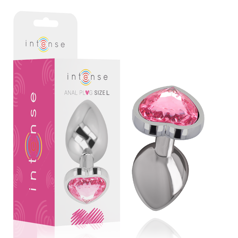 INTENSE - PLUG ANALE IN ALLUMINIO CUORE ROSA TAGLIA L