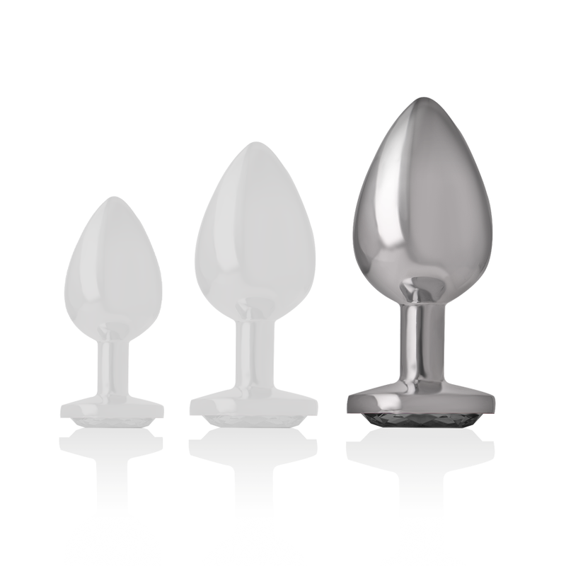 INTENSE - PLUG ANALE METALLO ALLUMINIO CUORE BIANCO TAGLIA L