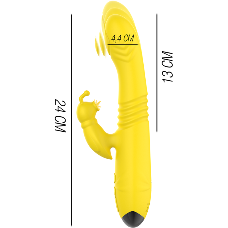 INTENSE - TOKY VIBRADOR MULTIFUNCIÓN ARRIBA Y ABAJO CON ESTIMULADOR DE CLÍTORIS AMARILLO