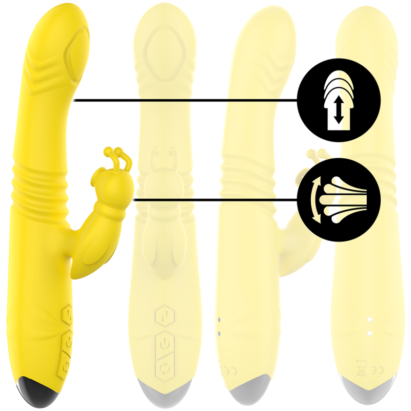 INTENSE - TOKY VIBRADOR MULTIFUNCIÓN ARRIBA Y ABAJO CON ESTIMULADOR DE CLÍTORIS AMARILLO