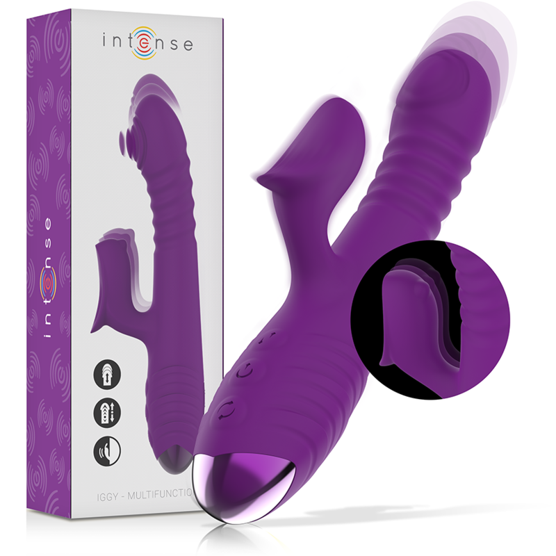 INTENSE - IGGY VIBRATORE MULTIFUNZIONE RICARICABILE SU E GIÙ CON STIMOLATORE CLITORIDEO VIOLA